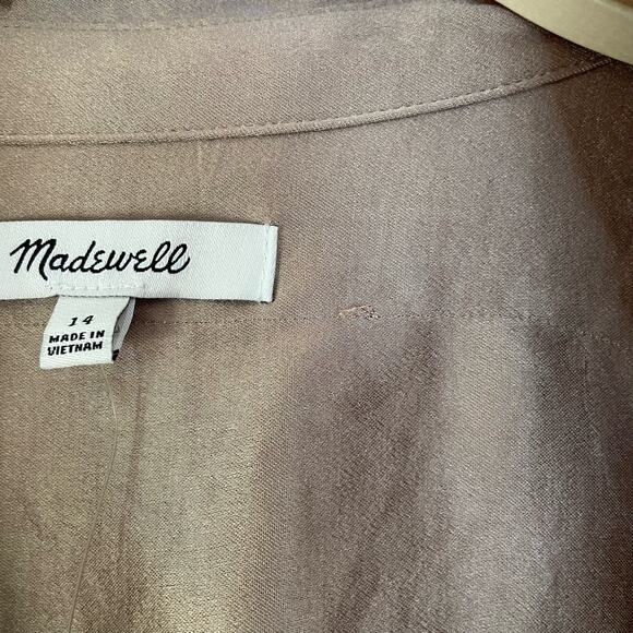 NWT Madewell Darted Button-Up Shirt in Satin Matchstick Size 14 - Picture 9 of 12